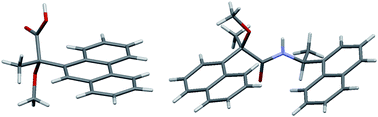 Graphical abstract: Crystal conformations and molecular packing of (S)-2-methoxy-2-(9-phenanthryl)propanoic acid and a diastereomeric amide prepared from (R)-2-methoxy-2-(1-naphthyl)propanoic acid