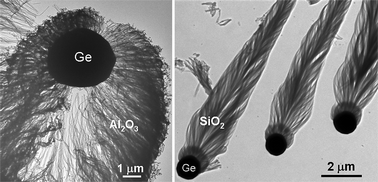 Graphical abstract: Germanium-catalyzed hierarchical Al2O3 and SiO2nanowire bunch arrays