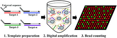 Graphical abstract: Digital analysis of the expression levels of multiple colorectal cancer-related genes by multiplexed digital-PCR coupled with hydrogel bead-array