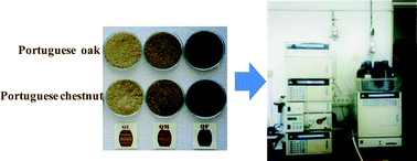 Graphical abstract: HPLC method for the quantification of phenolic acids, phenolic aldehydes, coumarins and furanic derivatives in different kinds of toasted wood used for the ageing of brandies