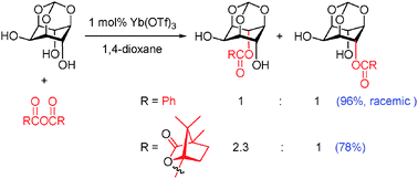 Graphical abstract: Metal trifluoromethanesulfonate-catalyzed regioselective acylation of myo-inositol 1,3,5-orthoformate