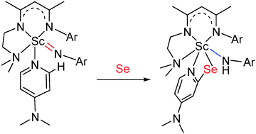 Graphical abstract: Scandium terminal imido complex induced C–H bond selenation and formation of an Sc–Se bond