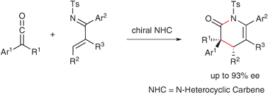 Graphical abstract: Enantioselective [4+2] cycloaddition of ketenes and 1-azadienes catalyzed by N-heterocyclic carbenes