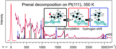 Graphical abstract: Mechanistic and spectroscopic identification of initial reaction intermediates for prenal decomposition on a platinum model catalyst