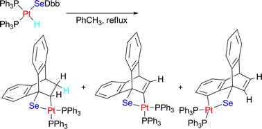 Graphical abstract: Thermal reaction of a (hydrido)(selenolato)platinum(ii) complex having a dibenzobarrelenyl group leading to three cyclometalations