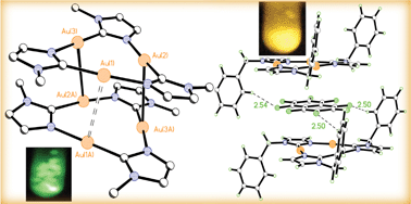 Graphical abstract: Structure and luminescence properties of a well-known macrometallocyclic trinuclear Au(i) complex and its adduct with a perfluorinated fluorophore showing cooperative anisotropic supramolecular interactions