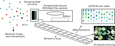 Graphical abstract: Integration of high volume portable aerosol-to-hydrosol sampling and qPCR in monitoring bioaerosols