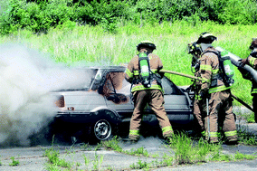 Graphical abstract: Assessing the risk to firefighters from chemical vapors and gases during vehicle fire suppression
