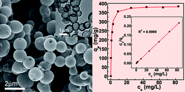 Graphical abstract: Synthesis of polyaniline micro/nanospheres by a copper(ii)-catalyzed self-assembly method with superior adsorption capacity of organic dye from aqueous solution