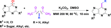 Graphical abstract: Microwave promoted C6-alkylation of purines through SNAr-based reaction of 6-chloropurines with 3-alkyl-acetylacetone