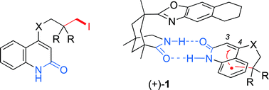 Graphical abstract: Enantioselective radical cyclisation reactions of 4-substituted quinolones mediated by a chiral template