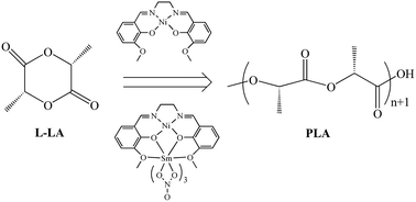 Graphical abstract: Bulk ring-opening polymerization (ROP) of L-lactide catalyzed by Ni(ii) and Ni(ii)-Sm(iii) complexes based on a salen-type schiff-base ligand