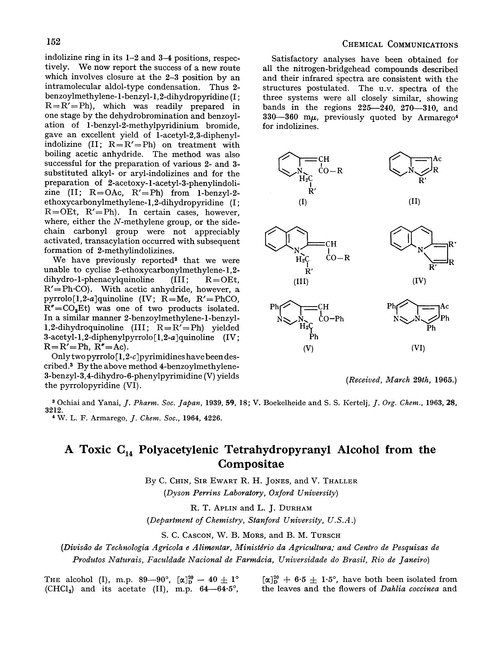 A toxic C14 polyacetylenic tetrahydropyranyl alcohol from the compositae