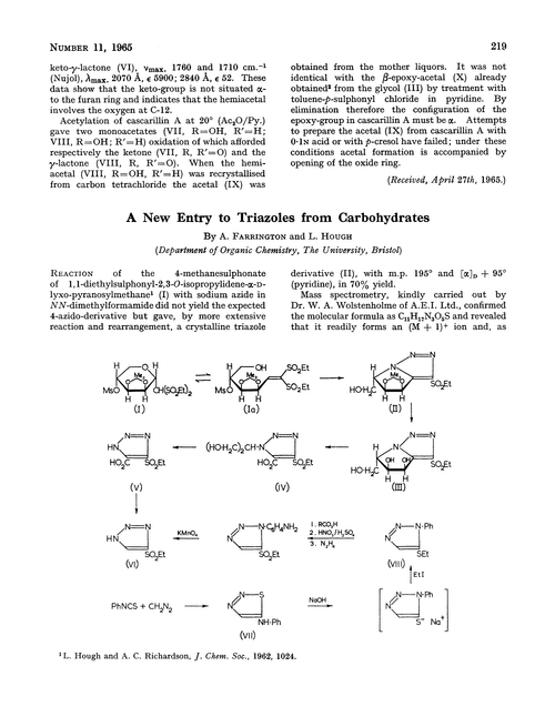 A new entry to triazoles from carbohydrates