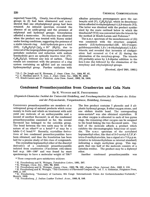 Condensed proanthocyanidins from cranberries and cola nuts