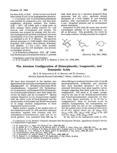 The absolute configuration of dimorphecolic, lesquerolic, and densipolic acids