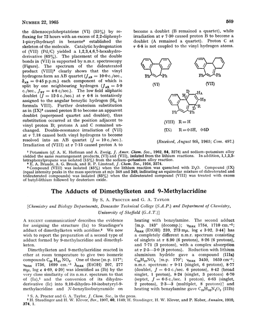 The adducts of dimethylketen and 9-methylacridine
