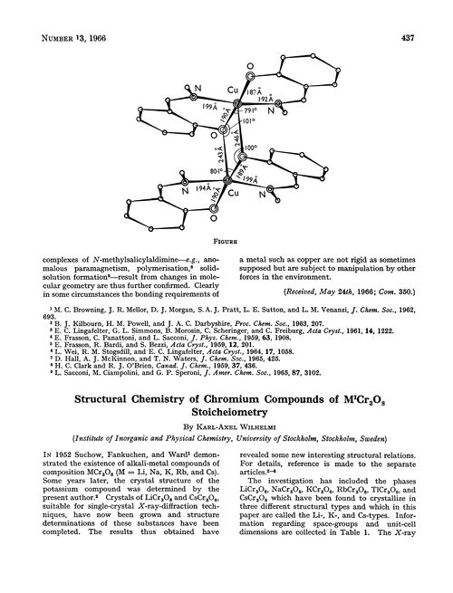 Structural chemistrty of chromium compounds of MCr3O8 stoicheiometry