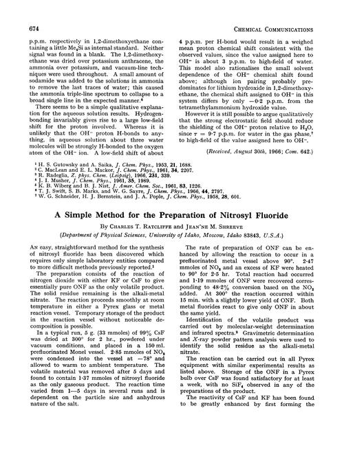 A simple method for the preparation of nitrosyl fluoride