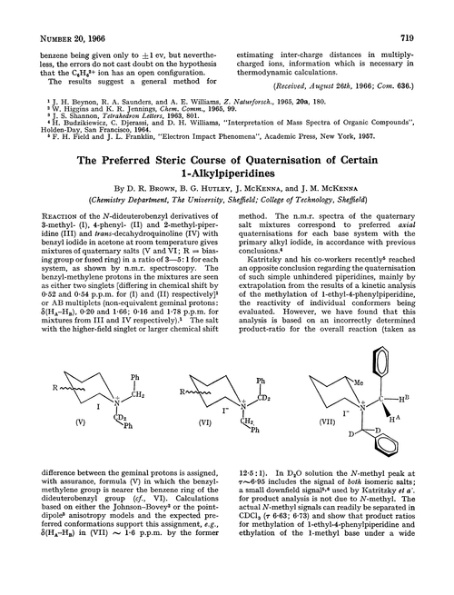 The preferred steric course of quaternisation of certain 1-alkylpiperidines