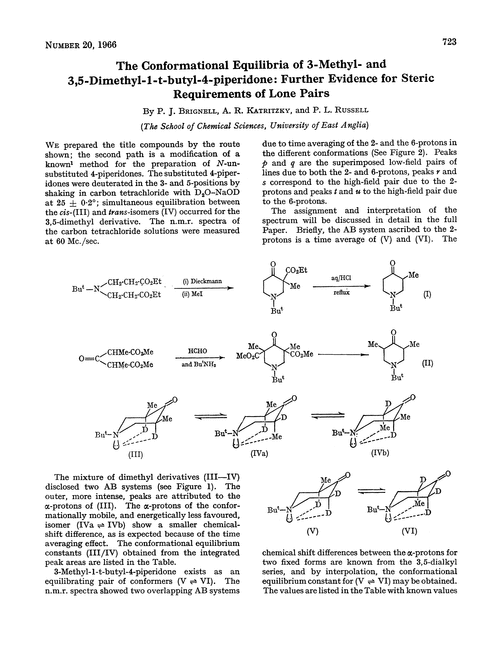 The conformational equilibria of 3-methyl- and 3,5-dimethyl-1-t-butyl-4-piperidone: further evidence for steric requirements of lone pairs