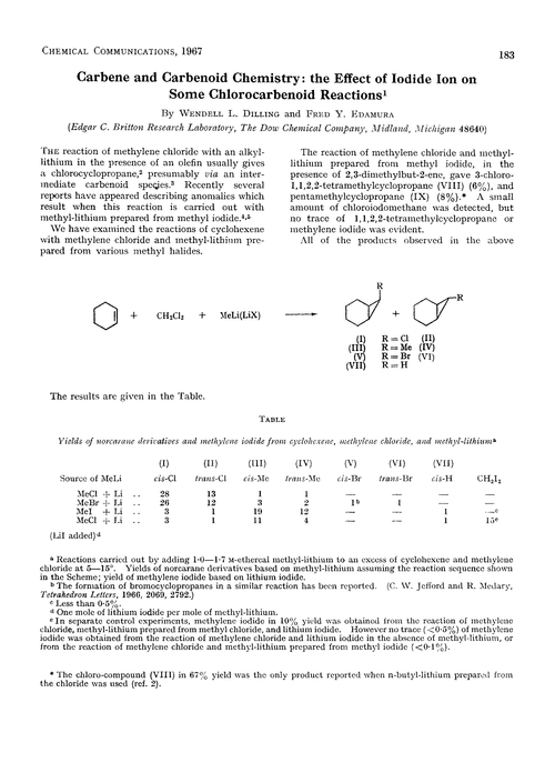 Carbene and carbenoid chemistry: the effect of iodide ion on some chlorocarbenoid reactions
