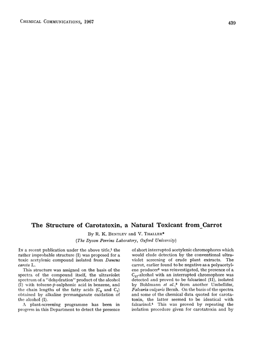The structure of carotatoxin, a natural toxicant from carrot