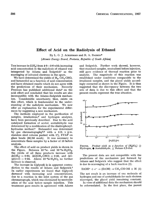 Effect of acid on the radiolysis of ethanol