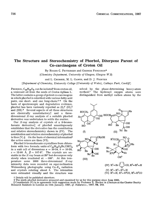 The structure and stereochemistry of phorbol, diterpene parent of co-carcinogens of croton oil
