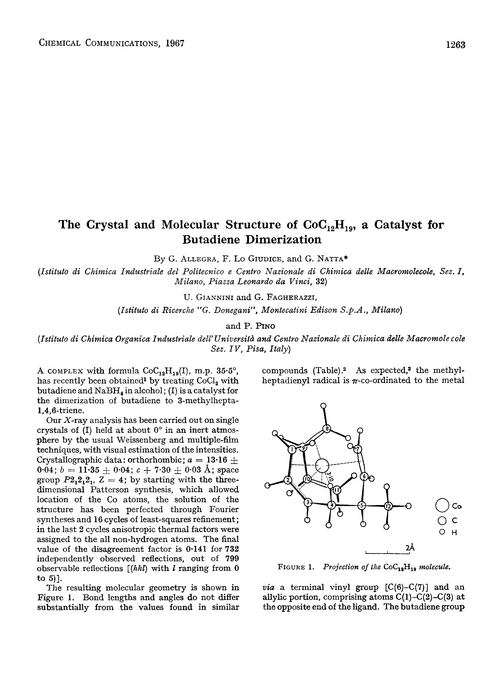 The crystal and molecular structure of CoC12H19, a catalyst for butadiene dimerization