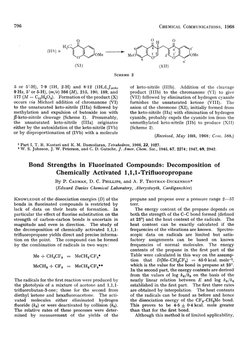 Bond strengths in fluorinated compounds: decomposition of chemically activated 1,1,1-trifluoropropane