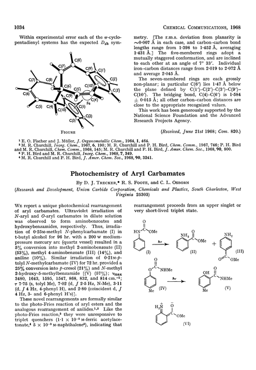 Photochemistry of aryl carbamates