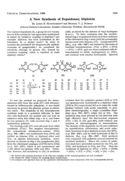 A new synthesis of depsidones; diploicin