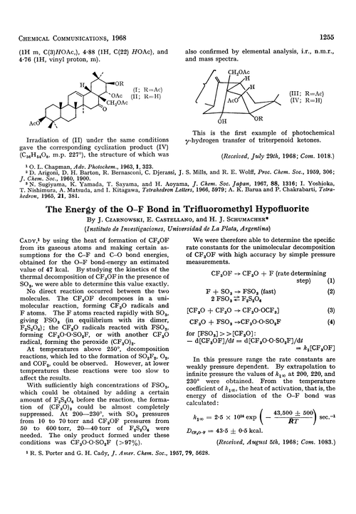 The energy of the O–F bond in trifluoromethyl hypofluorite