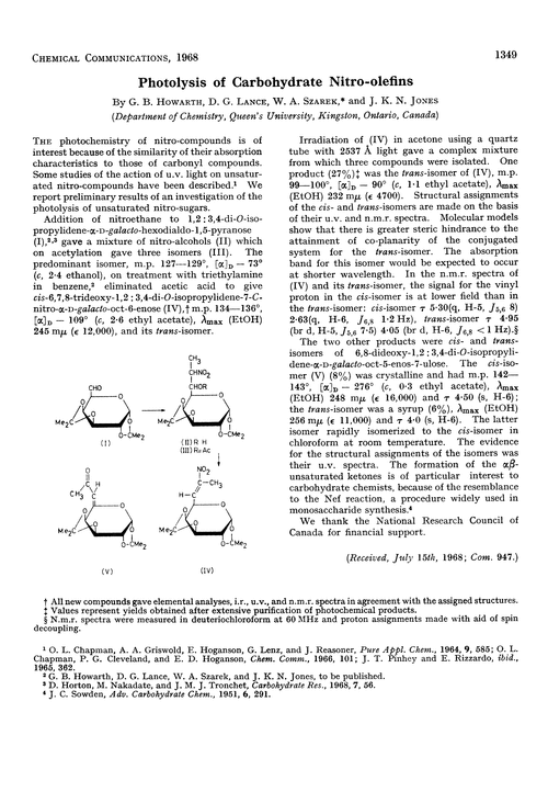 Photolysis of carbohydrate nitro-olefins