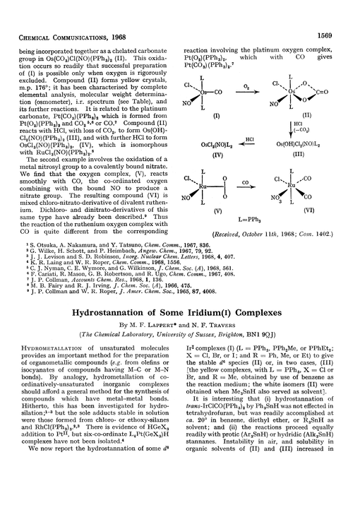 Hydrostannation of some iridium(I) complexes