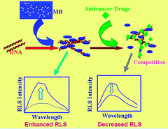 Graphical abstract: A new way to detect the interaction of DNA and anticancer drugs based on the decreased resonance light scattering signal and its potential application