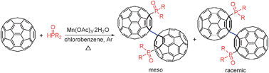 Graphical abstract: Manganese(iii) acetate-mediated radical reaction of [60]fullerene with phosphonate esters affording unprecedented separable singly-bonded [60]fullerene dimers