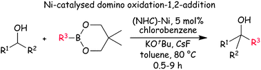 Graphical abstract: Ni-catalysed, domino synthesis of tertiary alcohols from secondary alcohols