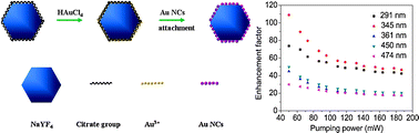 Graphical abstract: Highly plasmon-enhanced upconversion emissions from Au@β-NaYF4:Yb,Tm hybrid nanostructures