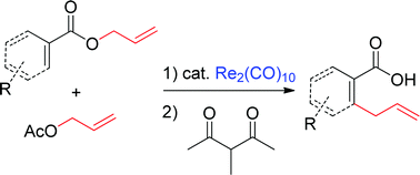 Graphical abstract: Rhenium-catalyzed allylation of C–H bonds of benzoic and acrylic acids