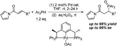 Graphical abstract: Palladium-catalyzed 1,4-addition of diarylphosphines to α,β-unsaturated N-acylpyrroles