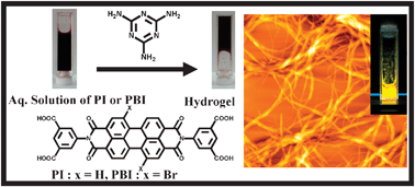 Graphical abstract: Assemblies of perylene diimide derivatives with melamine into luminescent hydrogels