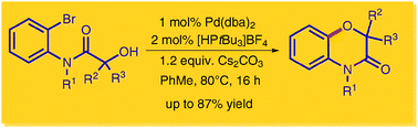 Graphical abstract: The preparation of 2H-1,4-benzoxazin-3-(4H)-ones viapalladium-catalyzed intramolecular C–O bond formation