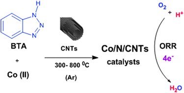 Graphical abstract: Electrochemical performance of annealed cobalt–benzotriazole/CNTs catalysts towards the oxygen reduction reaction