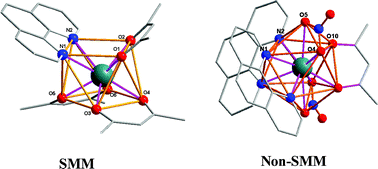 Graphical abstract: Coordination-perturbed single-molecule magnet behaviour of mononuclear dysprosium complexes