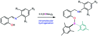 Graphical abstract: Addition of boranes to N-aryl-salicylaldimines: Intramolecular hydrogenation of imines