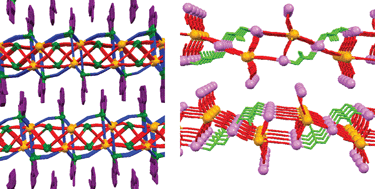 Graphical abstract: The role of carboxylate ligands in two novel cyanido-bridged 2D coordination networks CuII–WV and MnII–NbIV