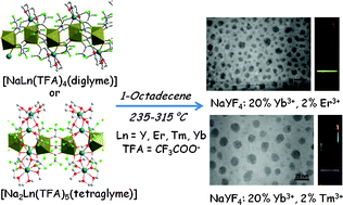 Graphical abstract: Novel heterometal-organic complexes as first single source precursors for up-converting NaY(Ln)F4 (Ln = Yb, Er, Tm) nanomaterials