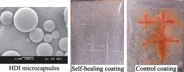 Graphical abstract: Facile microencapsulation of HDI for self-healing anticorrosion coatings